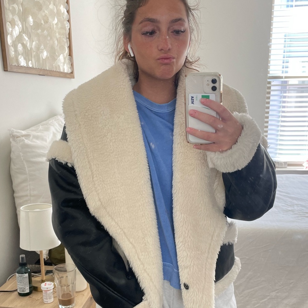 Leather Fur Trim Jacket (Faux)